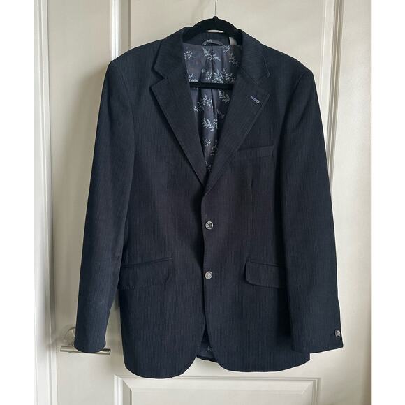 Ted Baker Cotton Blend Purple Label Black Striped Sport Coat Sz. 4/Large/40 - Picture 1 of 15